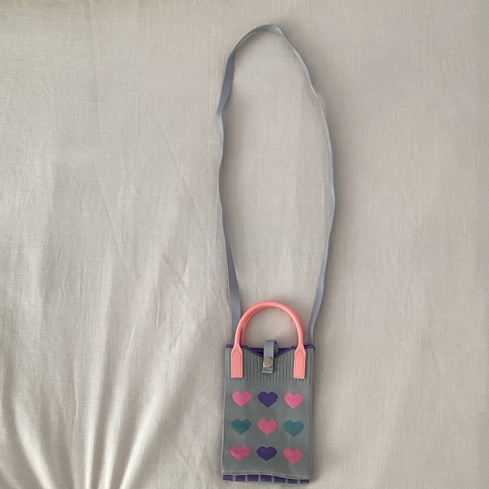 Stylish Gray and Pink Heart Pattern Bag